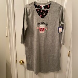 NWT Pillow Talk Women’s Size Large Nightgown in Grey with Embroidery on Front